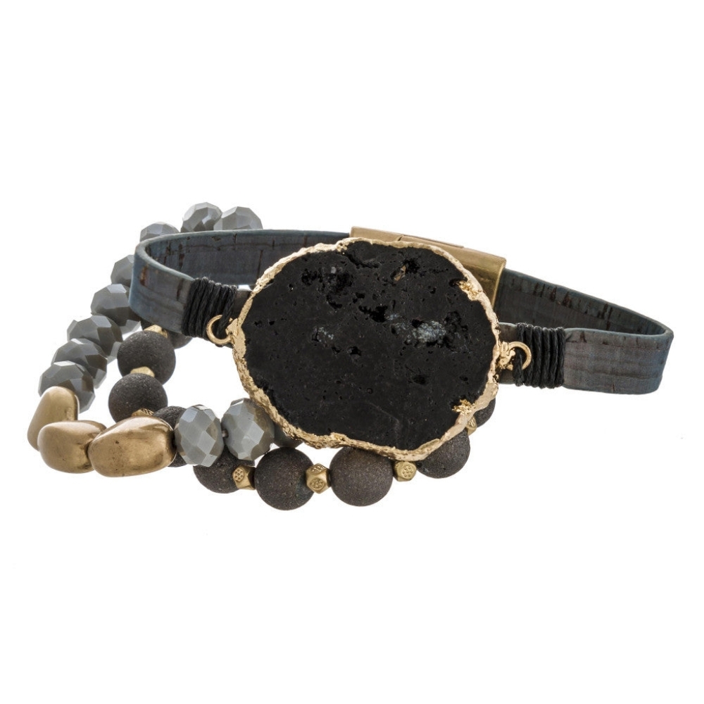 Druzy Stone Stretch Bracelet - 3 Bracelet Set - New and gorgeous!